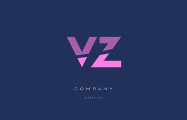 vz v z  pink blue alphabet letter logo icon
