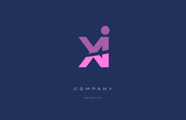 xi x i  pink blue alphabet letter logo icon