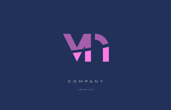 vn v n  pink blue alphabet letter logo icon
