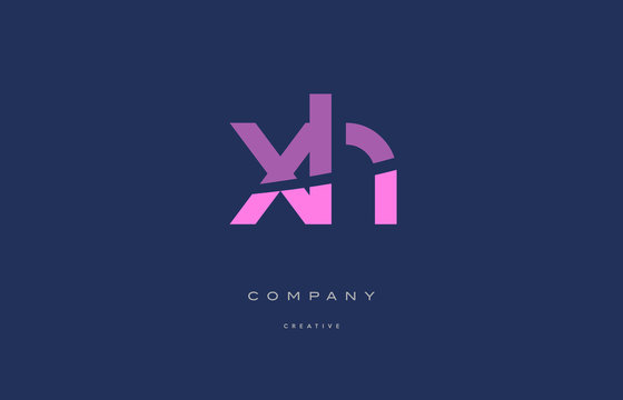xh x h  pink blue alphabet letter logo icon