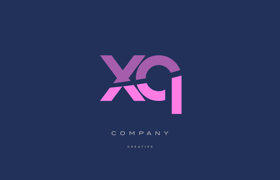 xq x q  pink blue alphabet letter logo icon