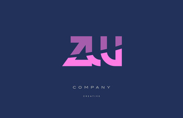 Fototapeta premium zw z w pink blue alphabet letter logo icon