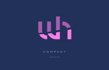 wh w h  pink blue alphabet letter logo icon