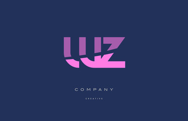 wz w z  pink blue alphabet letter logo icon
