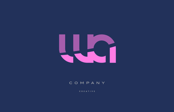 wa w a  pink blue alphabet letter logo icon