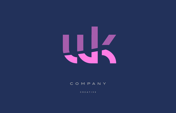 wk w k  pink blue alphabet letter logo icon