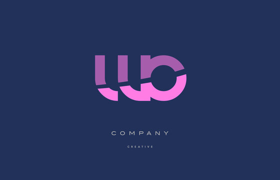 wo w o  pink blue alphabet letter logo icon