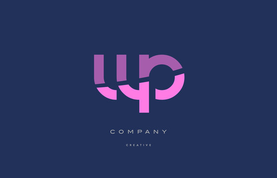 wp w p  pink blue alphabet letter logo icon