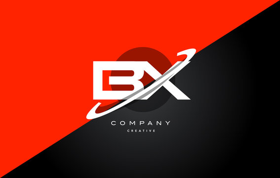 bx b x  red black technology alphabet company letter logo icon