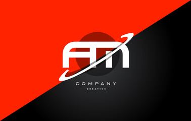 fm f m  red black technology alphabet company letter logo icon