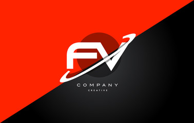 fv f v  red black technology alphabet company letter logo icon
