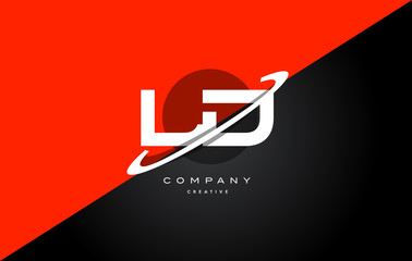 ld l d  red black technology alphabet company letter logo icon