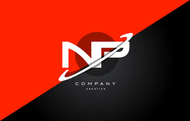 np n p  red black technology alphabet company letter logo icon - obrazy, fototapety, plakaty