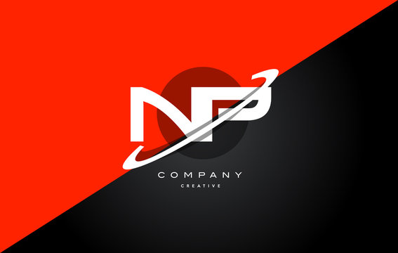 np n p  red black technology alphabet company letter logo icon