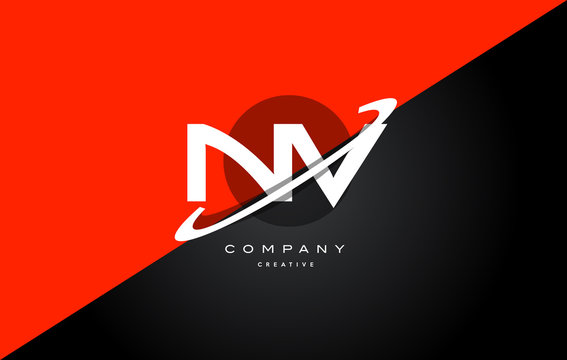nv n v  red black technology alphabet company letter logo icon