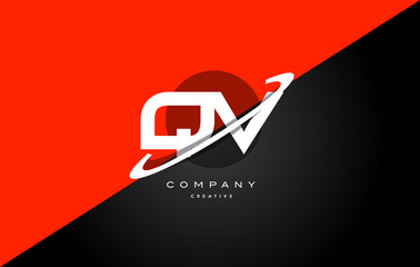 qv q v  red black technology alphabet company letter logo icon