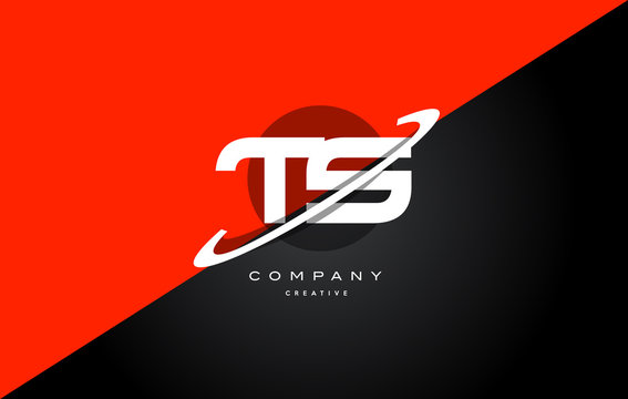 ts t s  red black technology alphabet company letter logo icon