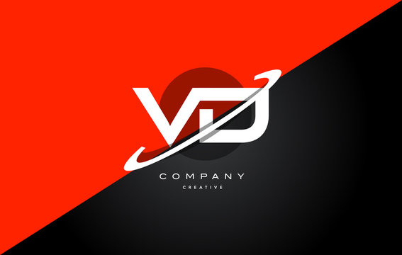 vd v d  red black technology alphabet company letter logo icon