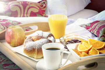 Breakfast in the hotel bed