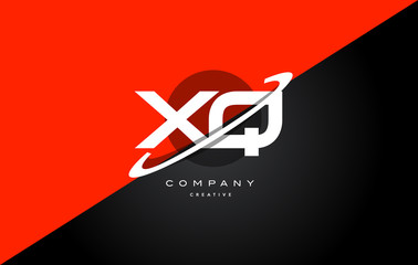 xq x q  red black technology alphabet company letter logo icon