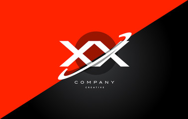 xx x x  red black technology alphabet company letter logo icon