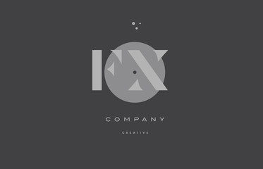 fx f x  grey modern alphabet company letter logo icon