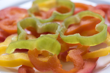 sweet pepper slices close up