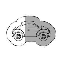 monochrome contour sticker with sport car vector illustration