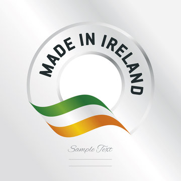 Made in Ireland transparent logo icon silver background