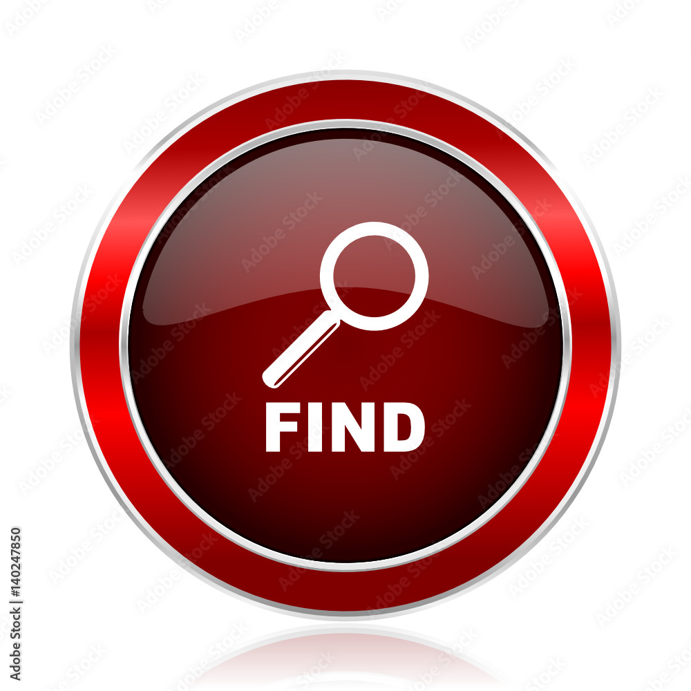 Aufkleber find red silver metallic web and smartphone vector icon isolated on white background.
