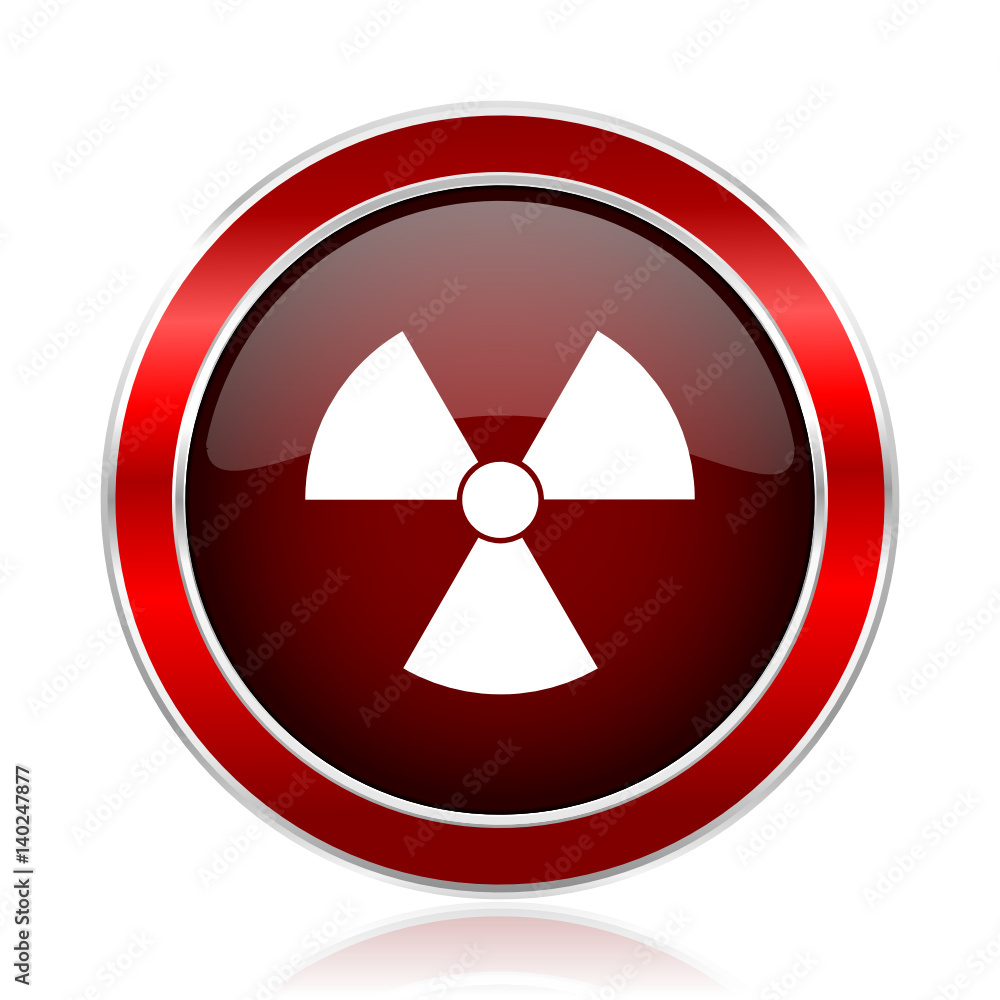 Poster radiation red silver metallic web and smartphone vector icon isolated on white background.