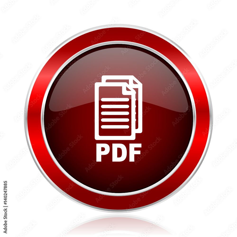 Poster pdf red silver metallic web and smartphone vector icon isolated on white background.,