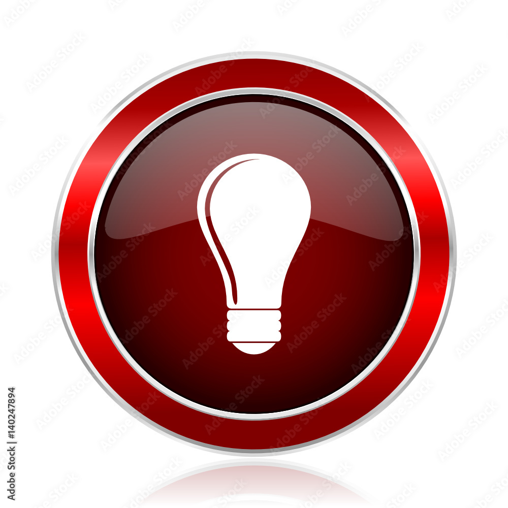 Poster bulb red silver metallic web and smartphone vector icon isolated on white background.