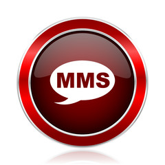 Red glossy vector web icon.