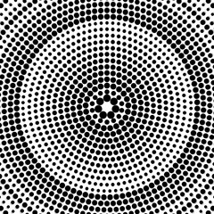 Abstract dotted background. Radial pattern. Halftone effect. Vector