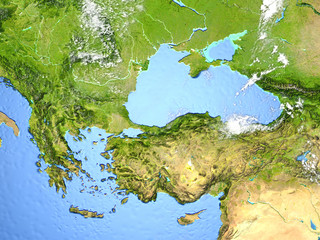 Turkey and Black sea region on planet Earth