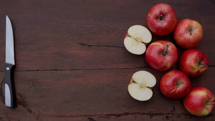 sliced red apples on the table