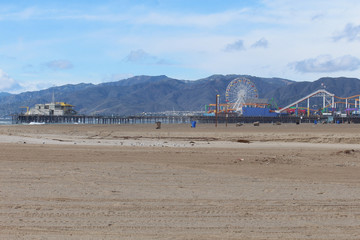 Santa Monica Pier on windy January day