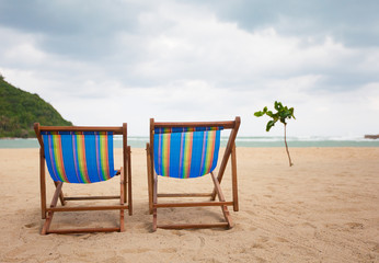 Beach chairs at sea front