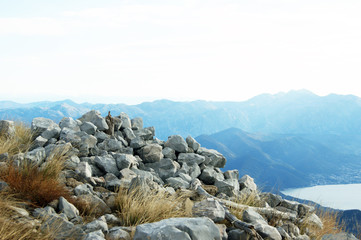 Stones on top of Rt in the mountain range of Orien, Montenegro