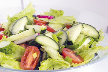 Homemade Vegetable salat on white background