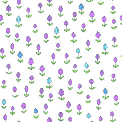 Spring seamless texture. Vector hand drawn herbs. Doodle style floral pattern