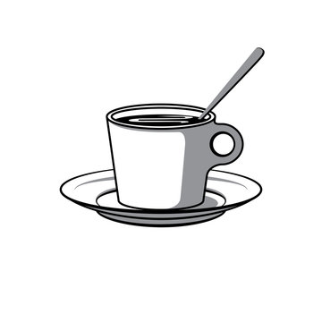 Black and white cup of coffee illustration