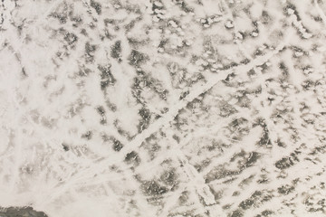 aerial view of the frozen lake