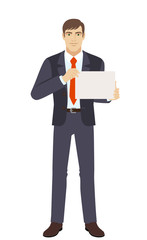 Businessman showing a a paper