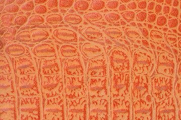 Bright orange scales macro exotic background, embossed under the skin of a reptile, crocodile....