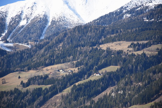 Lendorf, Pusarnitz, K&auml;rnten, Drautal, Berg, Wald, Weide, Schnee, Gmeineck, Rei&szlig;eck, Gipfel, Alpen