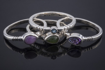 Gemstones set in Silver Rings