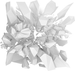 white solid structure bursting 3d render