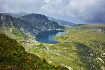 Fototapeta na wymiar Amazing Landscape of The Kidney lake, The Seven Rila Lakes, Bulgaria